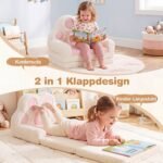 Vaikiška išskleidžiama Sofutė-Krėslas 2-in-1 su minkštu apmušalu (Rožinė) – Paveikslėlis 4