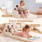Vaikiška išskleidžiama sofa-fotelis 2-in-1 su nuimamu užvalkalu (Ruda) – Paveikslėlis 3