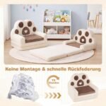 Vaikiška išskleidžiama sofa-fotelis 2-in-1 su nuimamu užvalkalu (Ruda) – Paveikslėlis 5