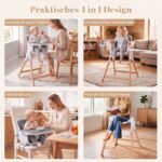 Vaikiška maitinimo kėdutė sulankstoma reguliuojama daugiafunkcinė 4in1 (Pilka) – Paveikslėlis 3