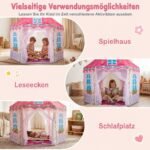 Vaikiška žaidimų palapinė pilies su užuolaidomis (Rožinė) – Paveikslėlis 3