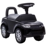 Vaikiškas paspiriamas automobilis Land Rover Discovery su garso efektais ir daiktadėže