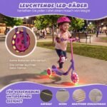 Vaikiškas triratis paspirtukas su šviečiančiais LED ratais (Violetinė) – Paveikslėlis 3