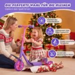 Vaikiškas triratis paspirtukas su šviečiančiais LED ratais (Violetinė) – Paveikslėlis 4