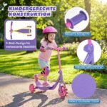 Vaikiškas triratis paspirtukas su šviečiančiais LED ratais (Violetinė) – Paveikslėlis 5