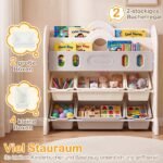 Vaikų Montessori knygų lentyna su integruotomis laikymo dėžėmis (Pilka ir balta) – Paveikslėlis 3