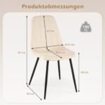 Valgomojo kėdžių komplektas (4 vnt.) su ergonomišku atlošu ir audinio apmušalu (Smėlio) – Paveikslėlis 2