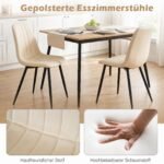 Valgomojo kėdžių komplektas (4 vnt.) su ergonomišku atlošu ir audinio apmušalu (Smėlio) – Paveikslėlis 3