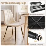 Valgomojo kėdžių komplektas (4 vnt.) su ergonomišku atlošu ir audinio apmušalu (Smėlio) – Paveikslėlis 4