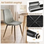 Valgomojo kėdžių komplektas (4 vnt.) su minkštais audinio apmušalais ir ergonomišku atlošu (Pilka) – Paveikslėlis 4