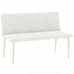 Valgomojo suoliukas su atlošu, 120 cm, lino imitaciniu audiniu, metalinėmis kojomis – Paveikslėlis 7