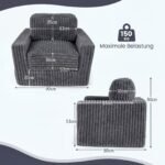 Vienvietis fotelis su putplasčio užpildu ir plaunamu kordo užvalkalu (Pilka) – Paveikslėlis 2