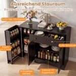 Virtuvės spintelė daugiafunkcinė su stumdomomis durimis ir fiksuojamais ratukais (Juoda) – Paveikslėlis 5