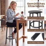 Virtuvės stalas-sala su 2 baro kėdėmis ir integruotomis lentynomis (Juoda ir balta) – Paveikslėlis 3