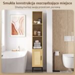 Vonios spintelė aukšta, siaura, su PE ratano durelėmis, atvira ir reguliuojama lentyna – Paveikslėlis 6