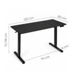 Elektrinis biuro stalas 120x60 cm, juodas, reguliuojamo aukščio (72-118 cm) – Paveikslėlis 11