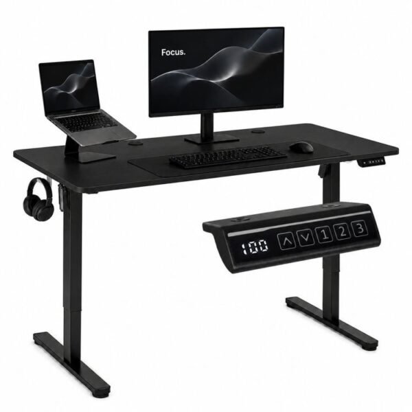 Elektrinis biuro stalas 120x60 cm, juodas, reguliuojamo aukščio (72-118 cm)