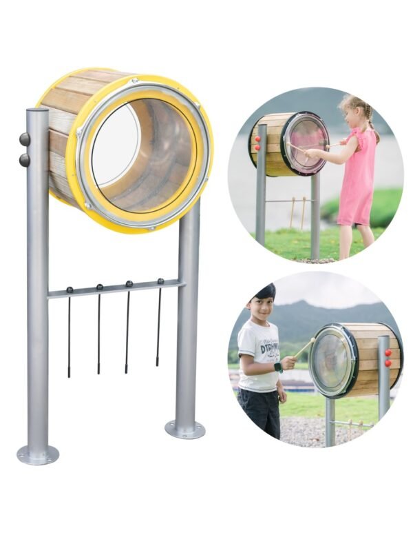 Lauko medinis būgnas, dvipusis muzikos instrumentas vaikams nuo 3 metų