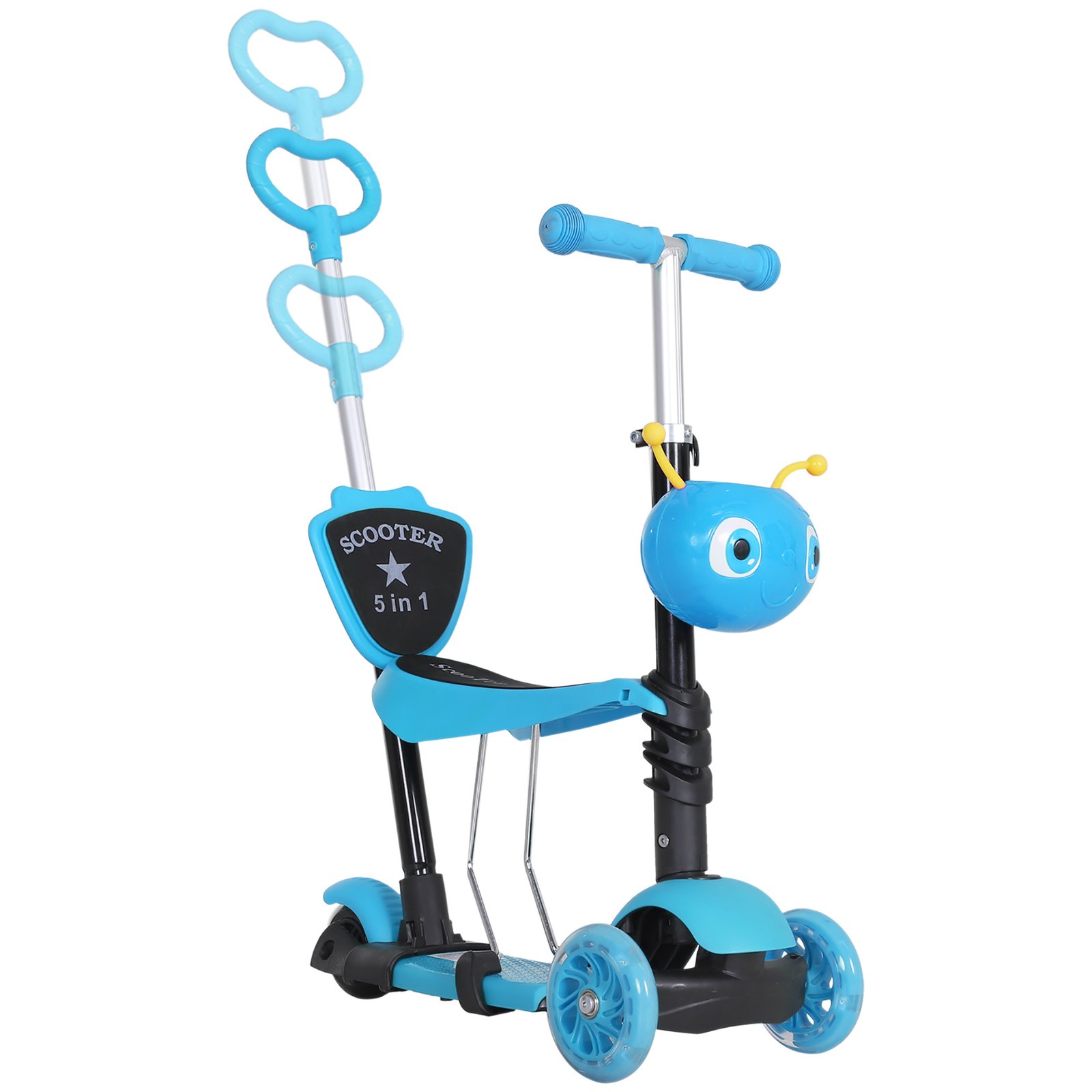 5-in-1 Kinderroller Scooter Tretroller Cityroller Kinder Roller Kickboard Lenker Teleskoprohr höhenverstellbar Blau 62 x 25 x 72 5-in-1 Kinderroller Scooter Tretroller Cityroller Kinder Roller Kickboard Lenker Teleskoprohr höhenverstellbar Blau 62 x 25 x 72