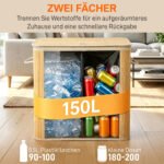 Atliekų rūšiavimo dėžė 150 l su dangčiu ir 2 išimamais krepšiais – Paveikslėlis 4