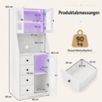 Aukšta talpi virtuvės spintelė su LED apšvietimu (Balta) – Paveikslėlis 2