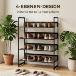 Batų lentyna su 4 metalinėmis lentynomis, 72x30x82,7 cm – Paveikslėlis 4