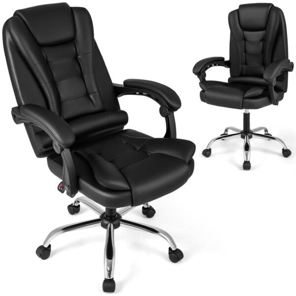 Biuro Krėslas su reguliuojamu atlošu ir sėdynės aukščiu ergonomiškas (Juoda)