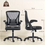 Biuro kėdė ergonominė, reguliuojamo aukščio, su atlenkiamais porankiais ir juosmens atrama – Paveikslėlis 3