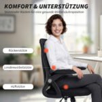 Biuro kėdė ergonominė, reguliuojamo aukščio, su atlenkiamais porankiais ir juosmens atrama – Paveikslėlis 4