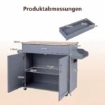 Daugiafunkcinis virtuvės vežimėlis su stalčiumi ir reguliuojamomis lentynomis (Pilka) – Paveikslėlis 2