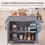 Daugiafunkcinis virtuvės vežimėlis su stalčiumi ir reguliuojamomis lentynomis (Pilka) – Paveikslėlis 3