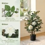 Dirbtinė rožė vazone 90 cm, 4 stiebų, atspari UV spinduliams – Paveikslėlis 4