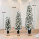 Dirbtinių kalėdinių eglučių rinkinys 90, 120, 150 cm su LED lemputėmis ir vazonais – Paveikslėlis 3