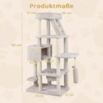 Draskyklė katėms su nameliu ir platformomis (Smėlio spalvos) – Paveikslėlis 2