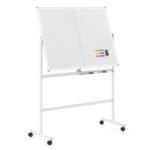 Dvipusė magnetinė lenta su mobiliu stovu ir 360° pasukimu (Balta)
