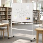 Dvipusė magnetinė lenta su mobiliu stovu ir 360° pasukimu (Balta) – Paveikslėlis 3
