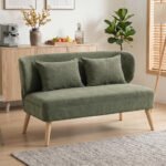 Dvivietė sofa su šenilio audiniu ir kaučiukmedžio kojelėmis – Paveikslėlis 2