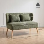 Dvivietė sofa su šenilio audiniu ir kaučiukmedžio kojelėmis – Paveikslėlis 3