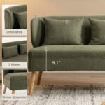 Dvivietė sofa su šenilio audiniu ir kaučiukmedžio kojelėmis – Paveikslėlis 5