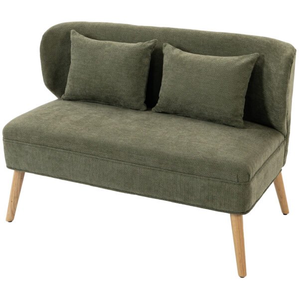 Dvivietė sofa su šenilio audiniu ir kaučiukmedžio kojelėmis