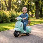 Elektrinis motociklas vaikams Mini Vespa GTS, ličio baterija, ergonomiška sėdynė – Paveikslėlis 9