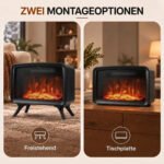 Elektrinis židinys su 3D liepsnos efektu ir 800/1600 W šildytuvu – Paveikslėlis 4