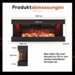 Elektrinis židinys trijų pusių su šildymo funkcija ir reguliuojamais efektais (Juoda) – Paveikslėlis 2