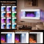 Elektrokaminas panoraminis su reguliuojamais liepsnos efektais ir šildymu (Balta) – Paveikslėlis 4