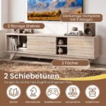 Erdvus TV staliukas su slankiosiomis durelėmis ir reguliuojamomis lentynomis (Ąžuolo pilka) – Paveikslėlis 5