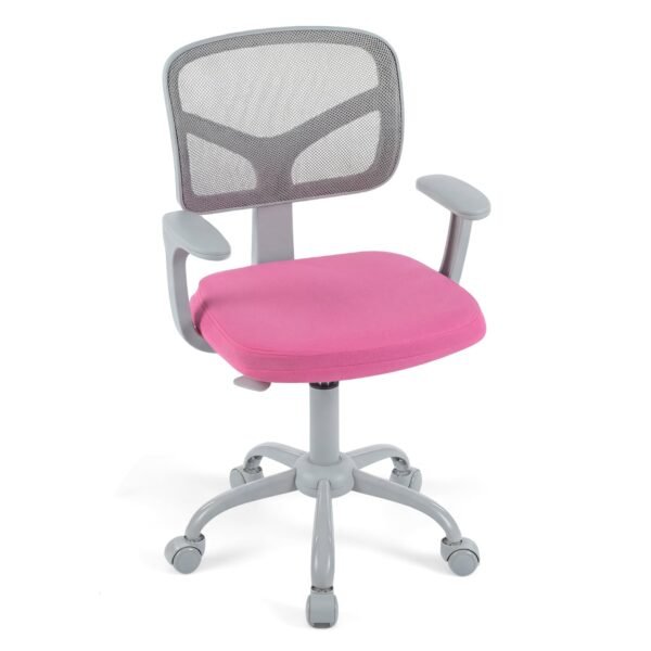 Ergonominė vaikiška rašomojo stalo kėdė su reguliuojamu aukščiu ir savaime blokuojamais ratukais (Tamsiai rožinė)