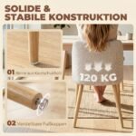 Valgomojo kėdės 2 vnt. komplektas, paminkštintos lino imitacija, kaučiukmedžio kojomis – Paveikslėlis 7