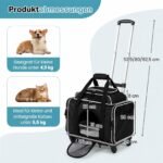 Gyvūnų transportavimo dėžė kompaktiška sulankstoma su ratukais (Juoda) – Paveikslėlis 2
