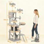Kačių draskyklė 192 cm su gulėjimo vietomis, sisalo stulpeliais kelioms katėms – Paveikslėlis 3