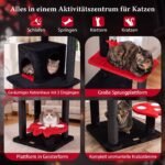 Kačių draskyklė gotiško stiliaus su guoliu ir urvu 144 cm aukščio (Raudona) – Paveikslėlis 3